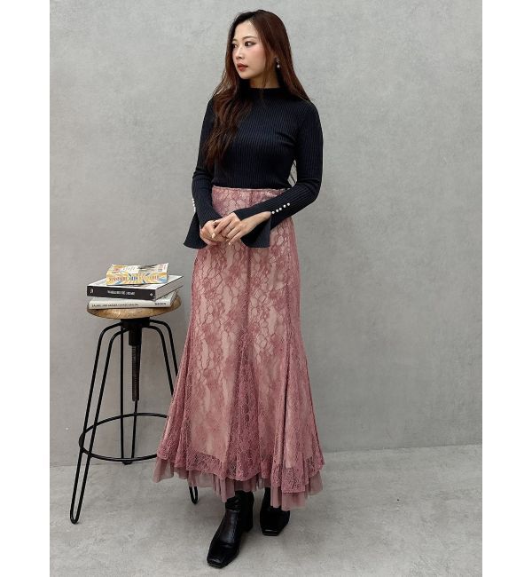 MERCURYDUO「裾チュールレースマーメイドスカート」|スカート|