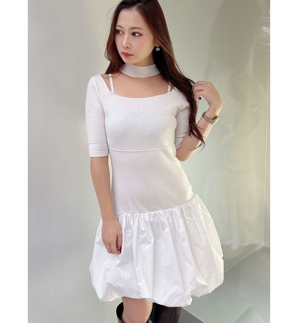 MERCURYDUO「バルーンドッキングミニニットワンピース」|ワンピース|