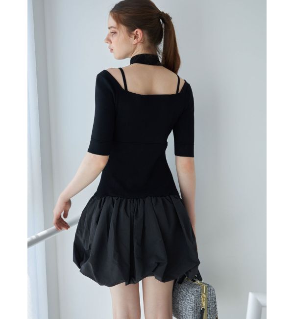 MERCURYDUO「バルーンドッキングミニニットワンピース」|ワンピース|