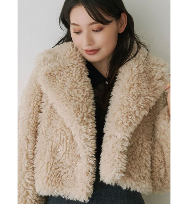 MERCURYDUO「テーラードカラーフェイクファーショートコート」|その他|