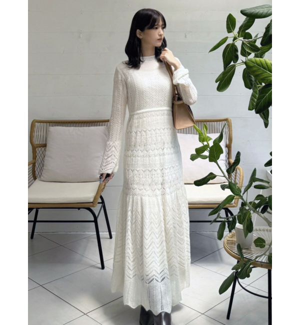 MERCURYDUO「モヘヤニットスカシアミワンピース」|ワンピース|