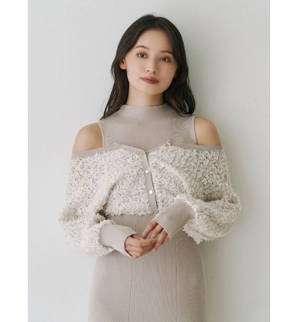 MERCURYDUO「ツイードニットカーデドッキングマーメイドニットワンピース」|ワンピース|