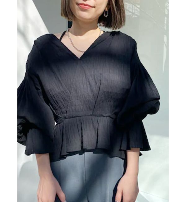 MURUA「カシュクールタックブラウス」|シャツ・ブラウス|ブラック