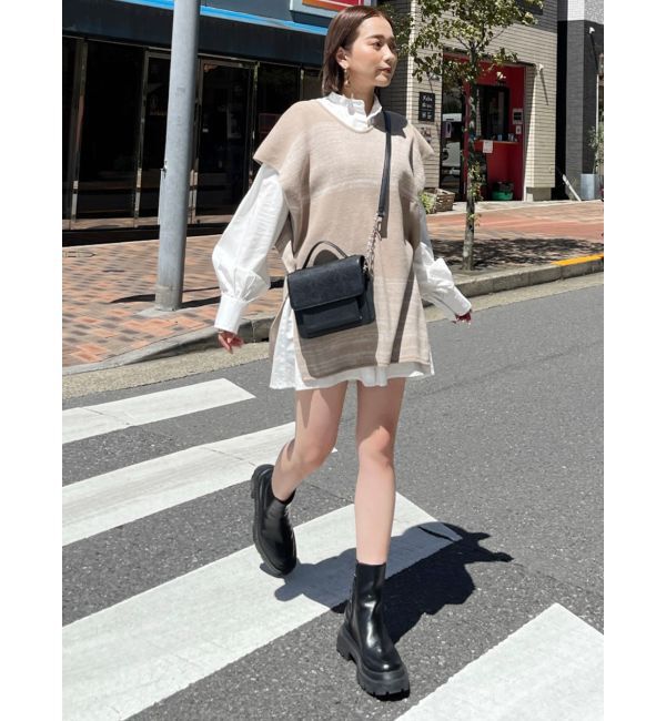 MURUA「レイヤードニットシャツワンピース」|ワンピース|