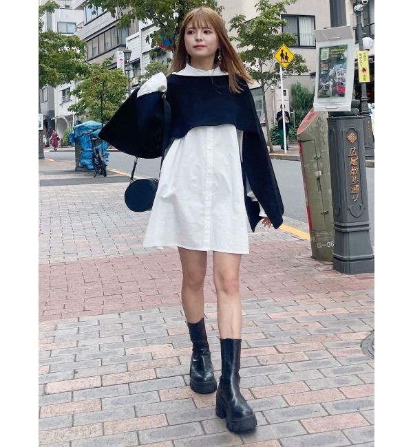 MURUA「レイヤードニットシャツワンピース」|ワンピース|