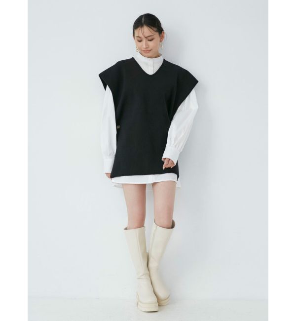 MURUA「レイヤードニットシャツワンピース」|ワンピース|