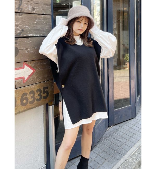 MURUA「レイヤードニットシャツワンピース」|ワンピース|