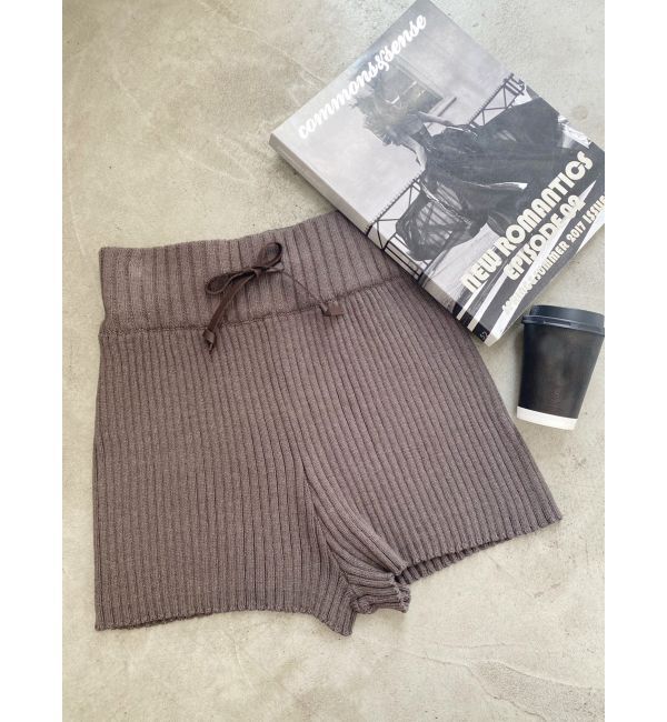 MURUA「リブニットキュロット【ショートパンツ】」|キュロット|モカ