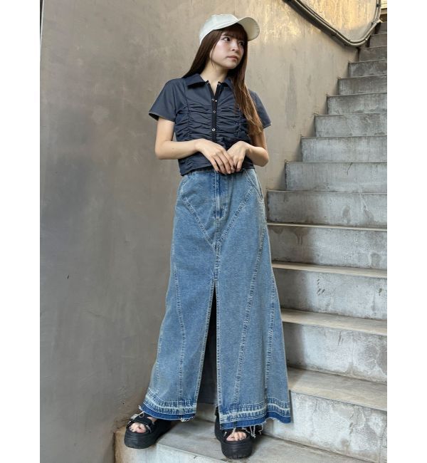 MURUA「パターンデザインデニムロングスカート」|スカート|