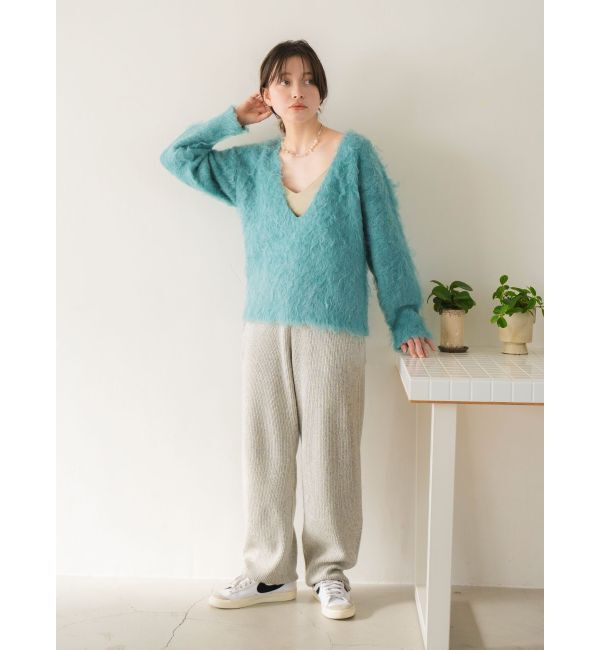 Ungrid「Vネック起毛ルーズニット」|ニット・セーター|