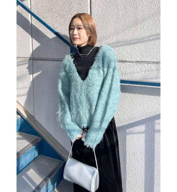 Ungrid「Vネック起毛ルーズニット」|ニット・セーター|