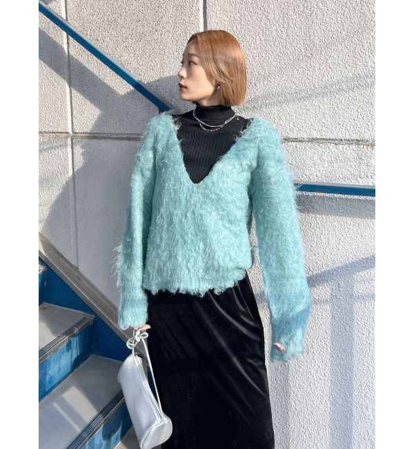 Ungrid「Vネック起毛ルーズニット」|ニット・セーター|