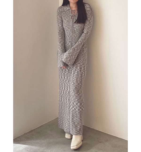 LAGUNAMOON「リボンカラーネックニットワンピース」|ワンピース|