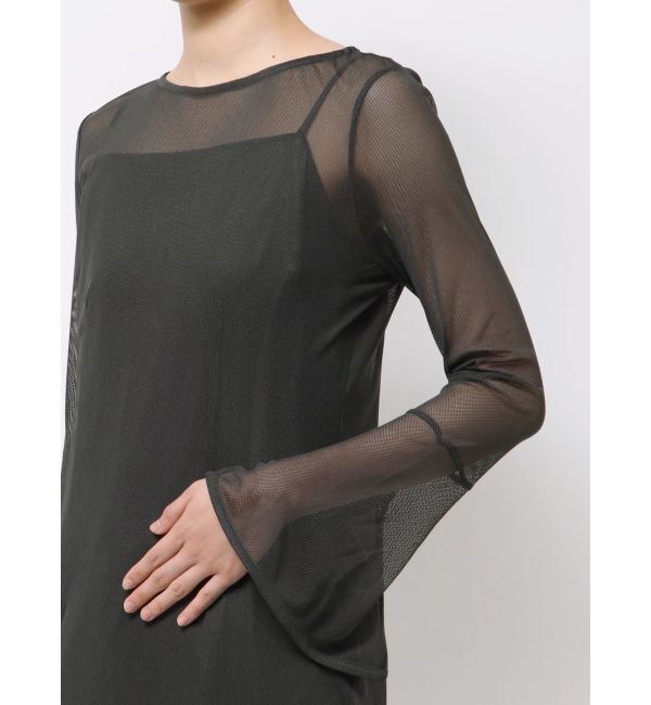 LAGUNAMOON「ソフトメッシュフレアスリーブワンピース」|ワンピース|