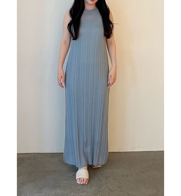 LAGUNAMOON「【WEB限定】ラインニットワンピース」|ワンピース|ブルー