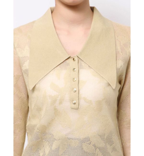 LAGUNAMOON「シアージャガードビッグカラーニットプルオーバー」|ニット・セーター|