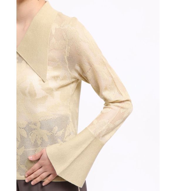 LAGUNAMOON「シアージャガードビッグカラーニットプルオーバー」|ニット・セーター|