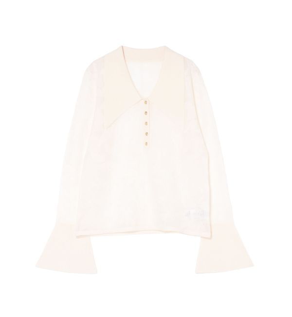 LAGUNAMOON「シアージャガードビッグカラーニットプルオーバー」|ニット・セーター|