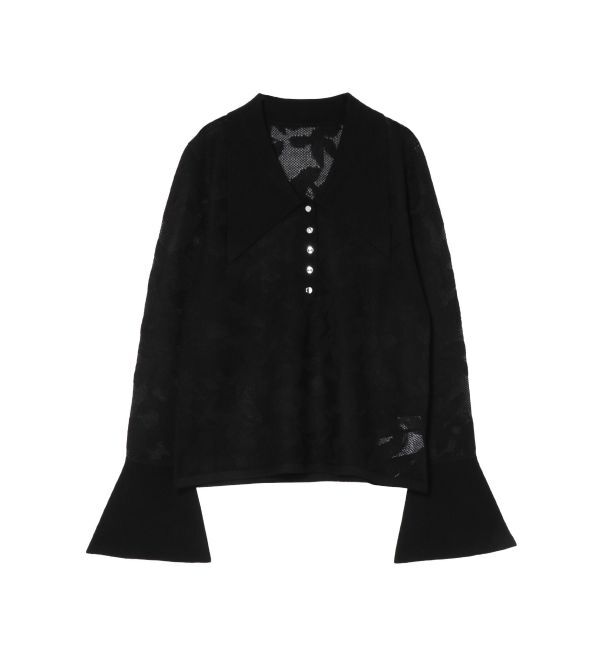 LAGUNAMOON「シアージャガードビッグカラーニットプルオーバー」|ニット・セーター|