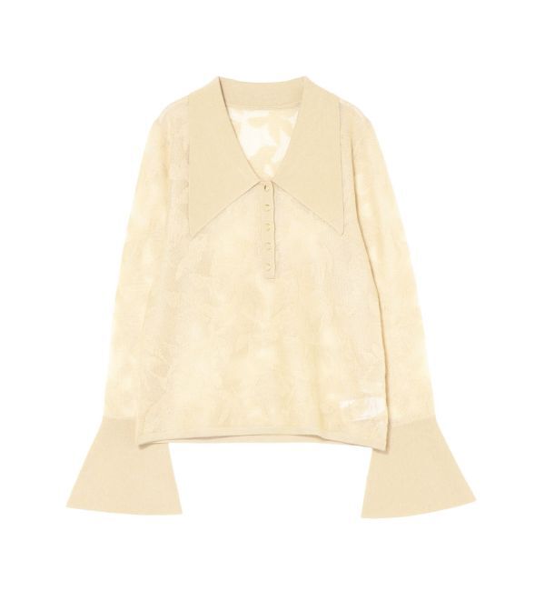 LAGUNAMOON「シアージャガードビッグカラーニットプルオーバー」|ニット・セーター|