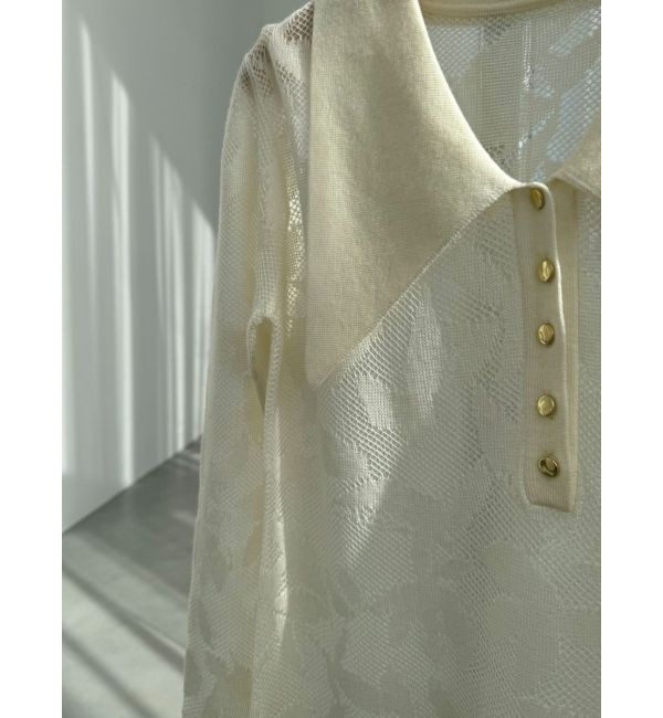 LAGUNAMOON「シアージャガードビッグカラーニットプルオーバー」|ニット・セーター|