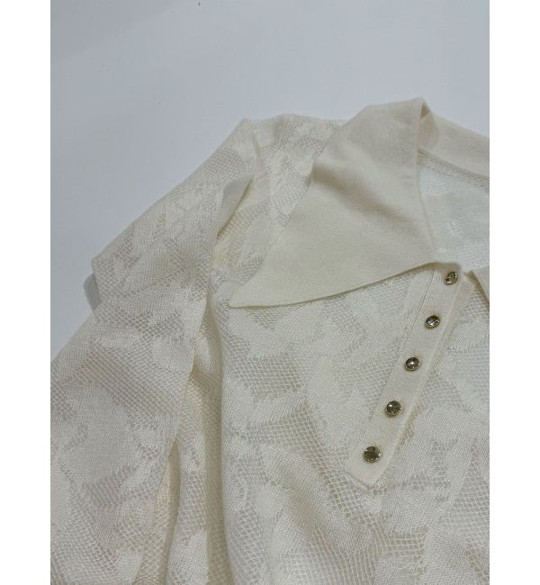 LAGUNAMOON「シアージャガードビッグカラーニットプルオーバー」|ニット・セーター|