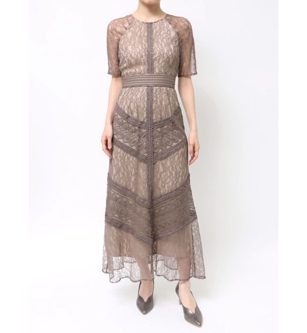 LAGUNAMOON「【復刻】LADYショルダーギャザーレースマキシワンピース」|ワンピース|