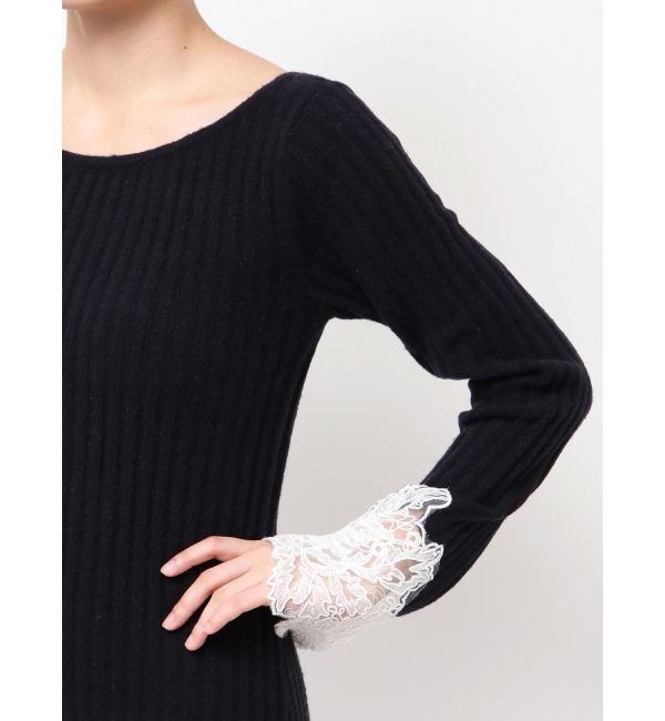 LAGUNAMOON「レースドッキングリブニットワンピース」|ワンピース|