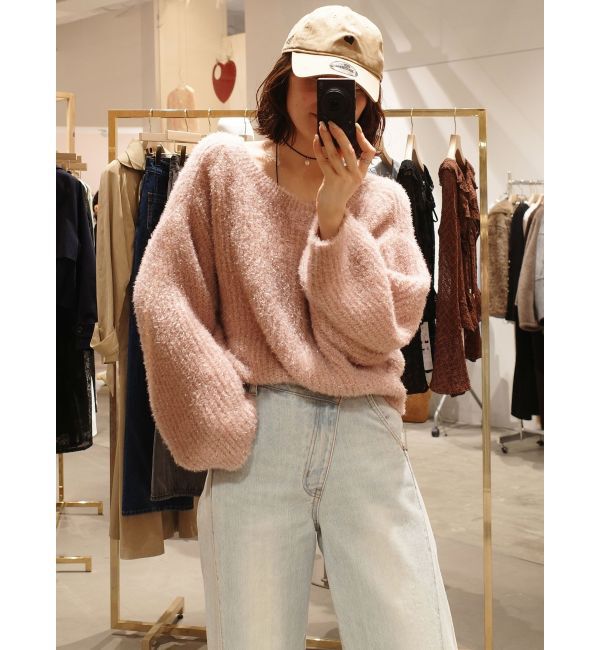 LAGUNAMOON「バックデザインファーラメニットプルオーバー」|ニット・セーター|