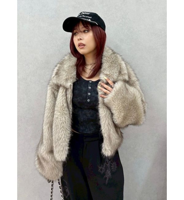 EVRIS「フェイクファーショートブルゾン」|ブルゾン・スタジャン|