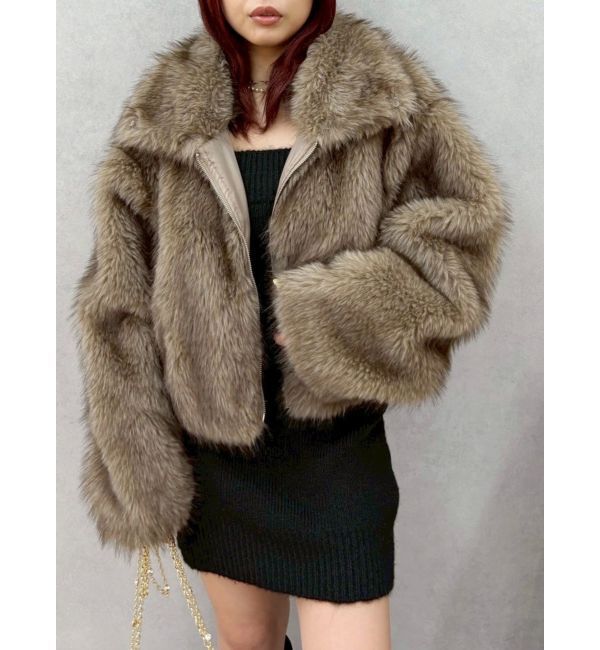 EVRIS「フェイクファーショートブルゾン」|ブルゾン・スタジャン|