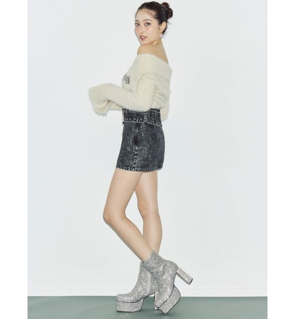 EVRIS「ラメロゴシャギーオフショルニットトップス」|ニット・セーター|