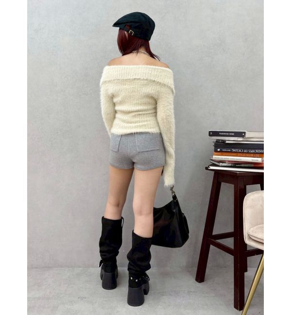 EVRIS「ラメロゴシャギーオフショルニットトップス」|ニット・セーター|