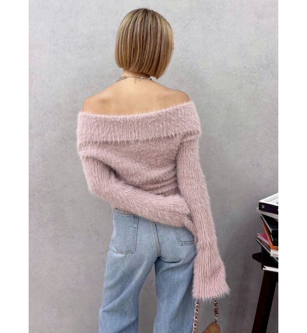 EVRIS「ラメロゴシャギーオフショルニットトップス」|ニット・セーター|