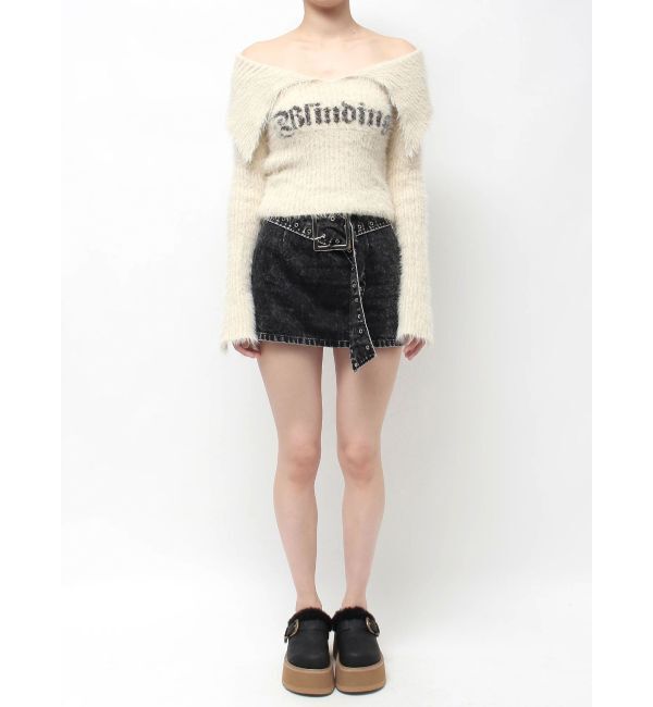 EVRIS「ラメロゴシャギーオフショルニットトップス」|ニット・セーター|