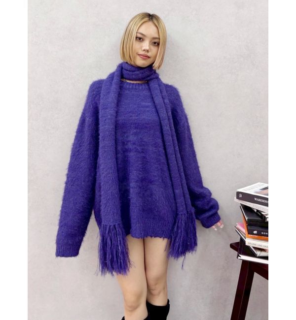 EVRIS「マフラーSETシャギーニットトップス」|ニット・セーター|