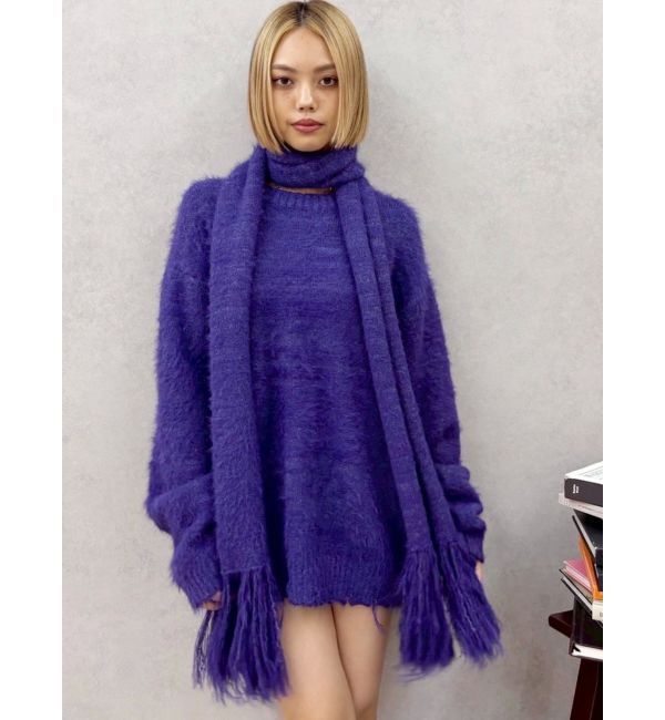 EVRIS「マフラーSETシャギーニットトップス」|ニット・セーター|