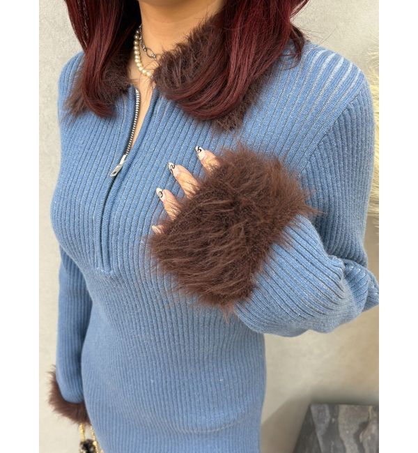 EVRIS「フェザーコンビニットミニワンピース」|ワンピース|