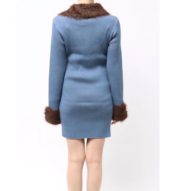 EVRIS「フェザーコンビニットミニワンピース」|ワンピース|