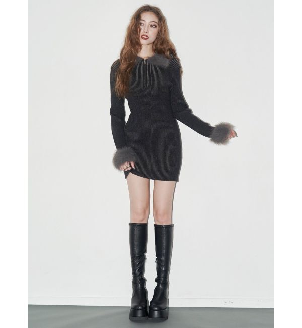 EVRIS「フェザーコンビニットミニワンピース」|ワンピース|