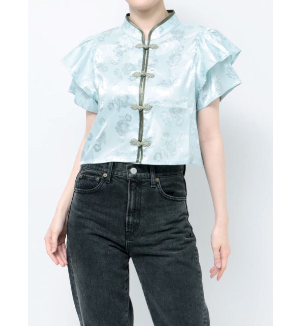 jouetie「ハーフスリーブショルダーフリルショートチャイナシャツ」|シャツ・ブラウス|