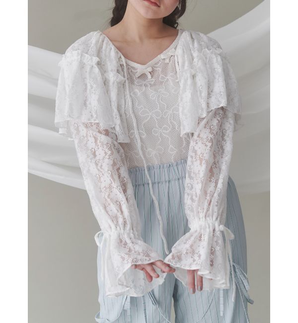 merry jenny「レースフレアボレロ」|シャツ・ブラウス|オフホワイト