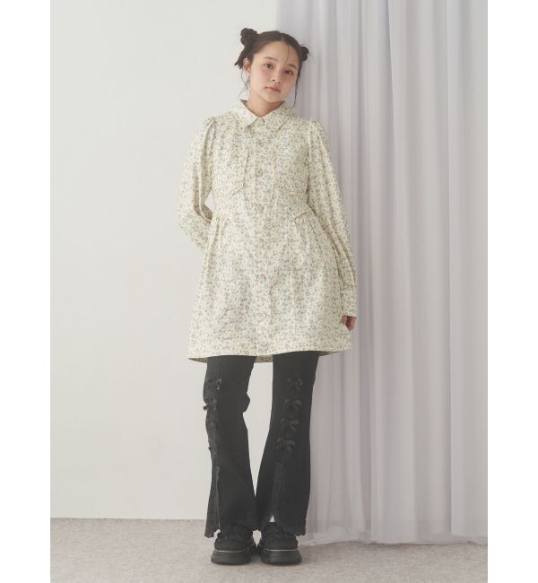 merry jenny「ribbonスリムフレアデニムパンツ」|デニム|