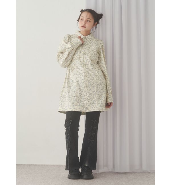 merry jenny「ribbonスリムフレアデニムパンツ」|デニム|