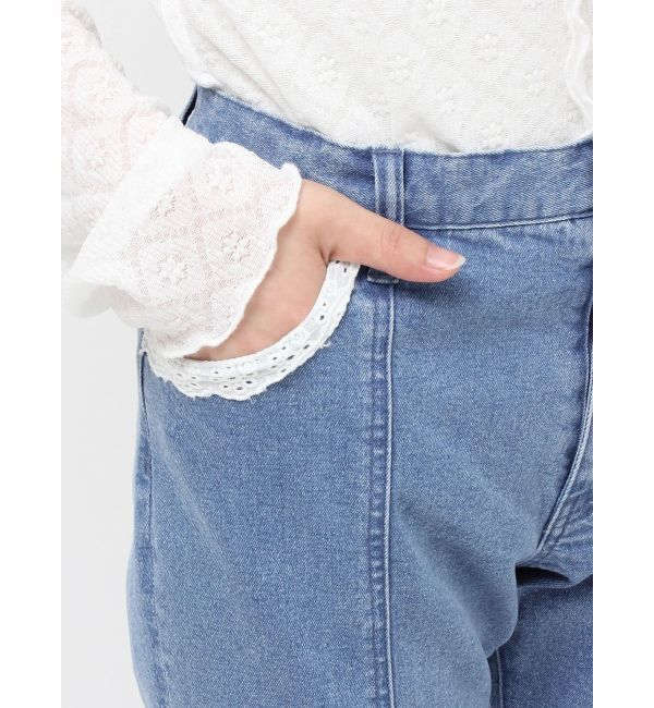 merry jenny「ribbonスリムフレアデニムパンツ」|デニム|