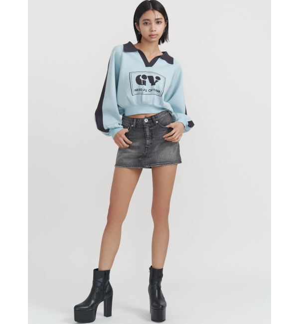 GYDA「round GY BICOLOR POLOニットトップス」|ニット・セーター|