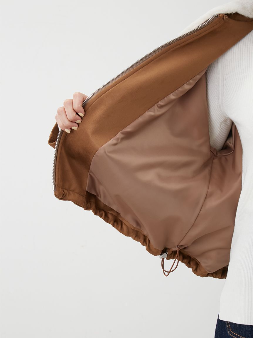 Mila Owen「ステンカラーフェイクレザーブルゾン」|ブルゾン・スタジャン|