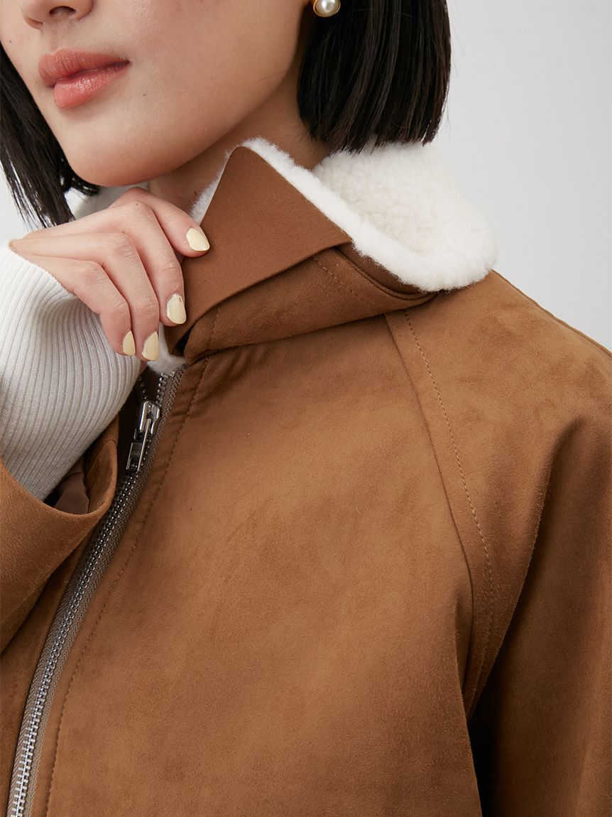 Mila Owen「ステンカラーフェイクレザーブルゾン」|ブルゾン・スタジャン|