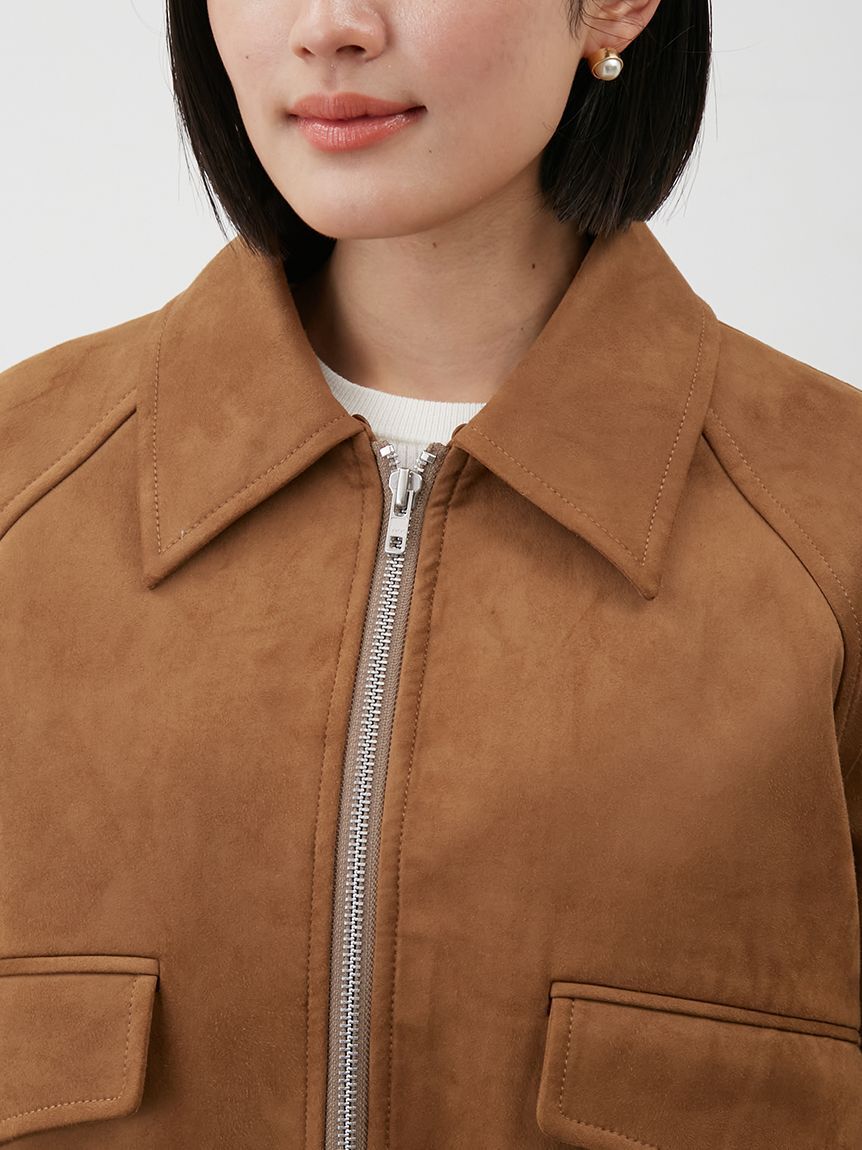 Mila Owen「ステンカラーフェイクレザーブルゾン」|ブルゾン・スタジャン|