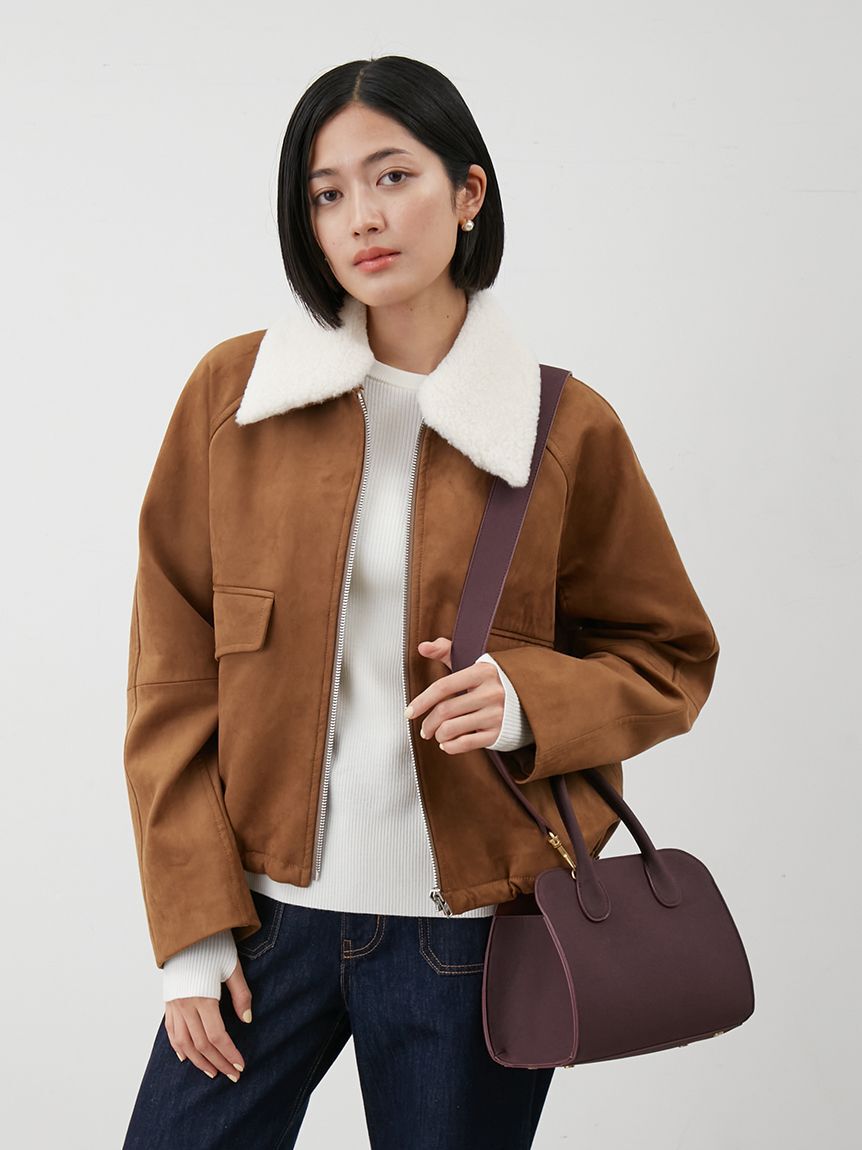 Mila Owen「ステンカラーフェイクレザーブルゾン」|ブルゾン・スタジャン|